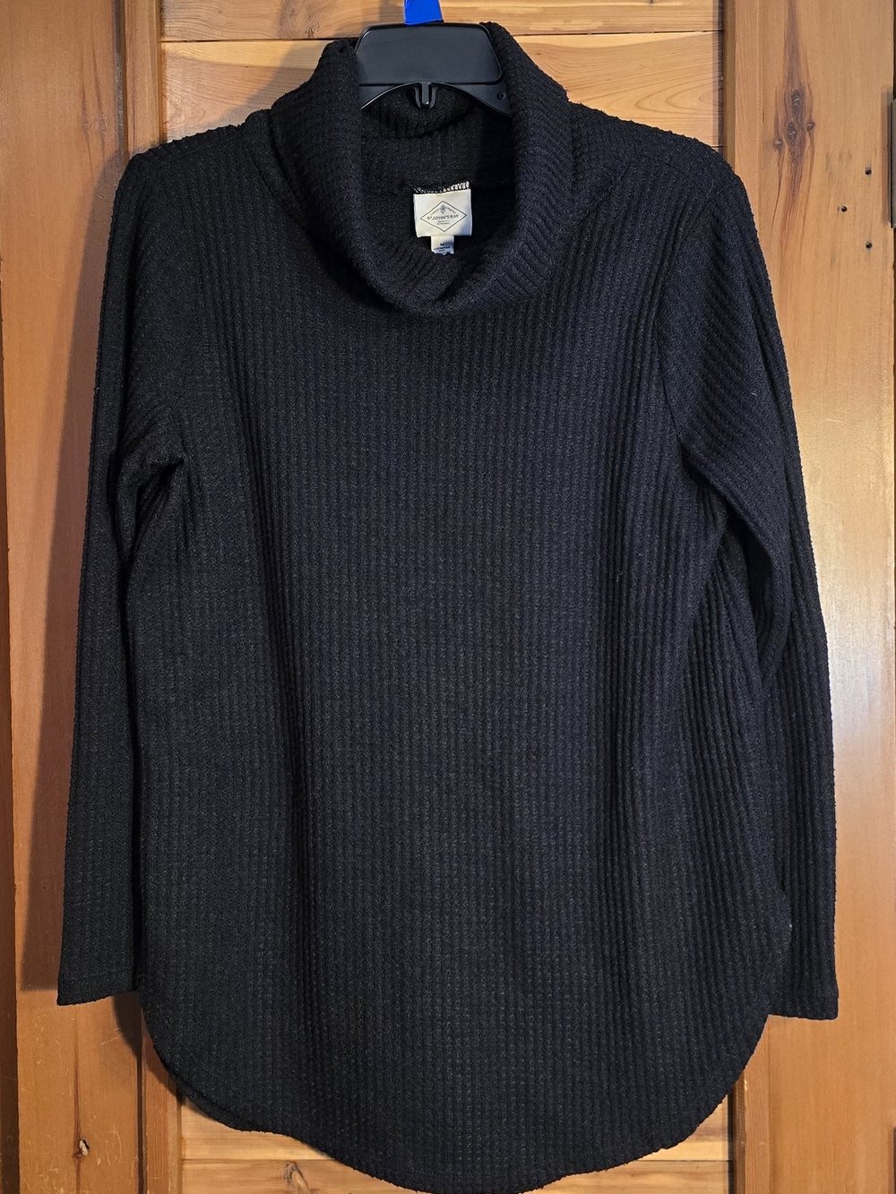 St. John's Bay Black Ribbed Cowl Neck Sweater